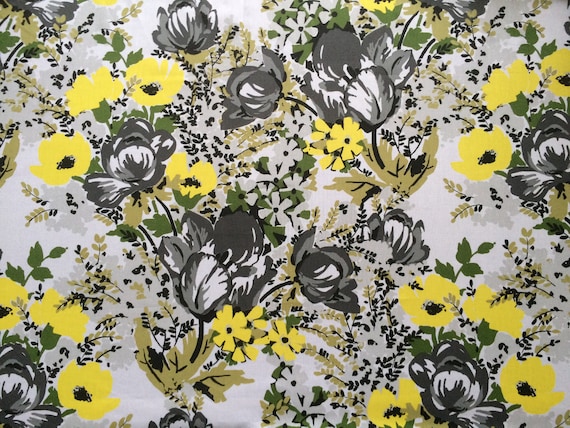Scandinavian Cotton fabric -  Floral Yellow/Green -  59 inches (150 cm) wide