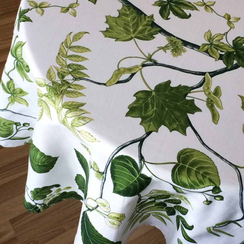Tablecloth Table Linen Green Leaves & Plants 100 Cotton Etsy Australia