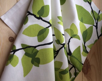 Green Spring Leaves Kitchen Towel Tea Towel Dish towel - Scandinavian Cotton fabric Green Leaves