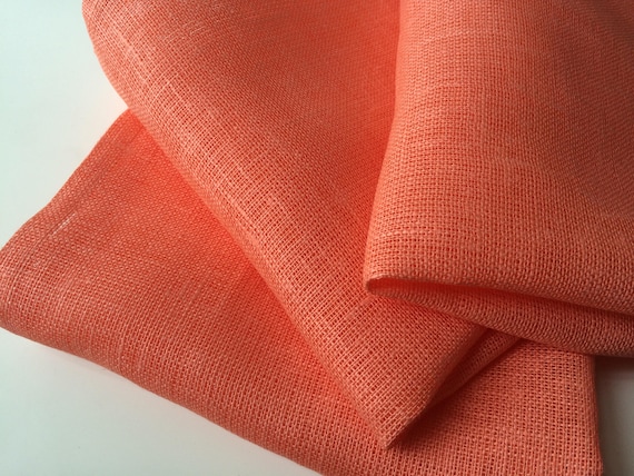 Linen Placemats -  Napkins  - Salmon pink (Orange)  Rustic - table serving - gift idea