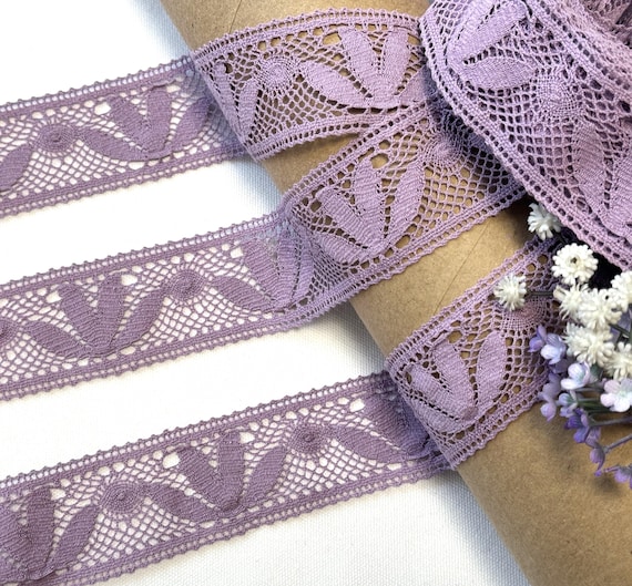 Cotton Lace Lavender Lilac Cotton lace ribbon 40mm / 1.57 inches wide
