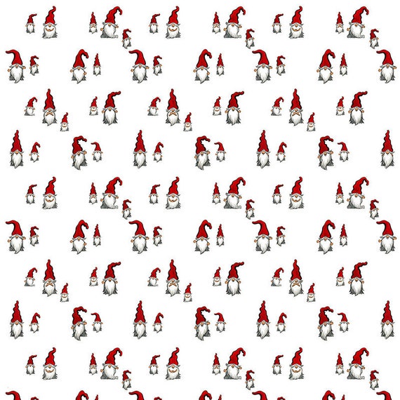 Table runner Tablecloth Christmas Scandinavian cotton fabric Christmas Gnomes Christmas fabric - White / Red