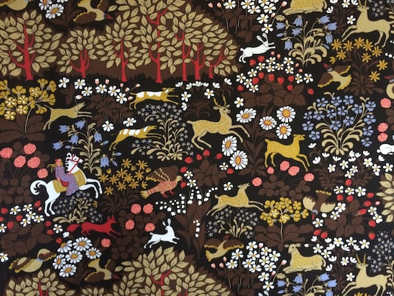 Tablecloth Fairy Tail - Table Linens - Scandinavian fabric by Almedahls Cotton Canvas Brown - Round Rectangle