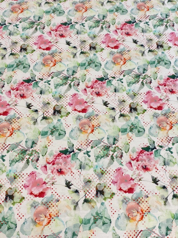 Floral Tablecloth Scandinavian cotton fabric  138cm x148cm / 54'' x 58''
