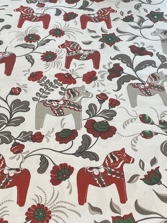 Tablecloth Dala Horse Print Scandinavian cotton fabric Table linens Table top