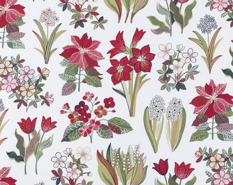 Tejido de algodón escandinavo Floral - Lona de algodón - 59 pulgadas (150 cm) de ancho
