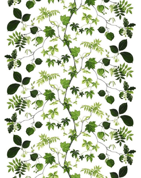Cotton Curtain panel Decor Cafe Curtain panel Kitchen valance Green leaves Plants