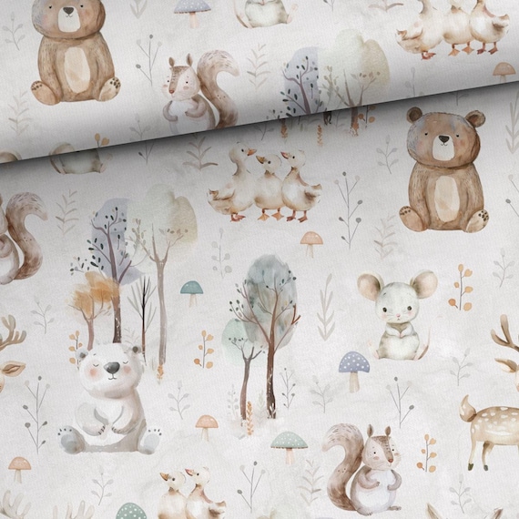 Cute baby animals fabric Milk Forest Woodland Fabric Panels for sewing and quilting