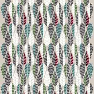Swedish Cotton fabric Scandinavian design Geometric Leaf print Home decor fabric