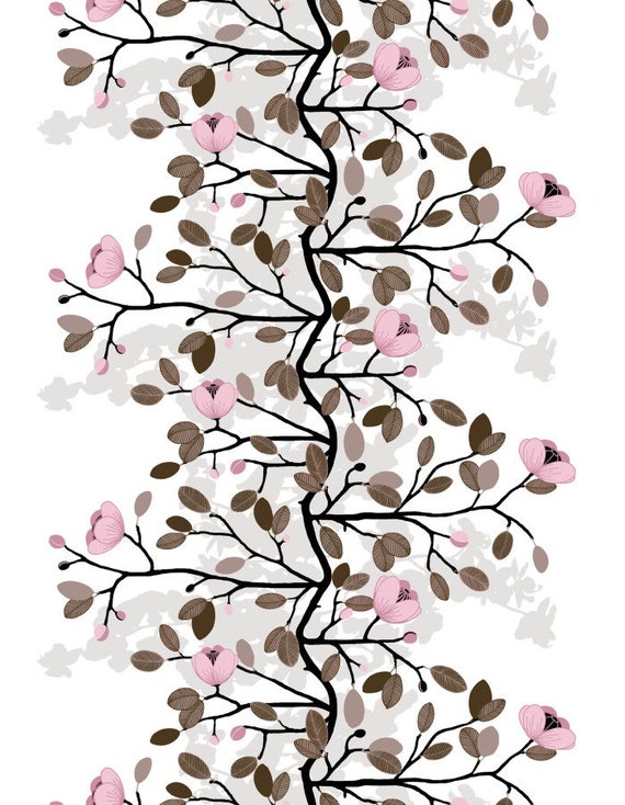 Tablecloth Scandinavian Cotton fabric Ofelia Pink Floral - 160cm x 143cm / 63'' x 56''