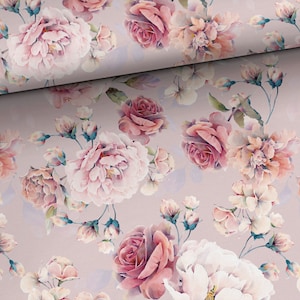 Tessuto di cotone floreale Dusty Rose per cucito e quilting largo 155 cm