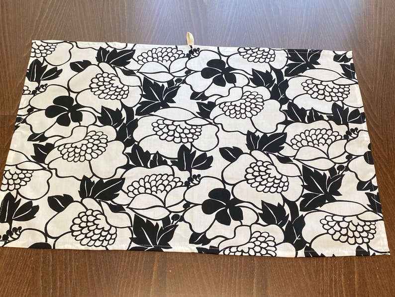 Floral Kitchen Towel Tea Towel Dish Towel Black and White Scandinavian cotton image 8