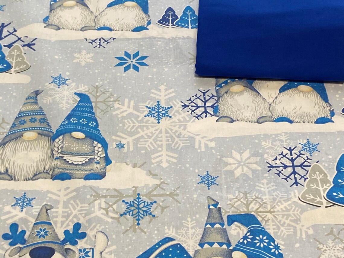 Christmas Fabric Printed Cotton Fabric Christmas Gnome Printed Etsy