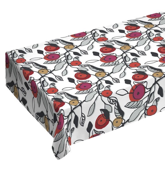 Tablecloth Table Top Scandinavian Cotton Floral Tablecloth 185x140cm / 73'' x 55''
