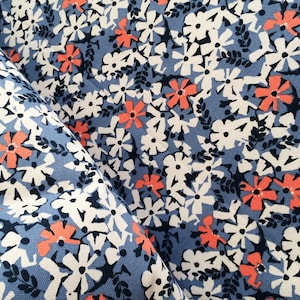 Scandinavian Cotton fabric Floral Blue Small flowerst  - Cotton canvas -  59 inches (150 cm) wide
