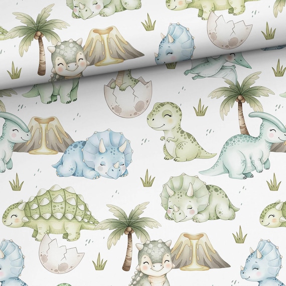 Baby Dino Cotton Fabric for Quilts and Sewing (61" Wide)