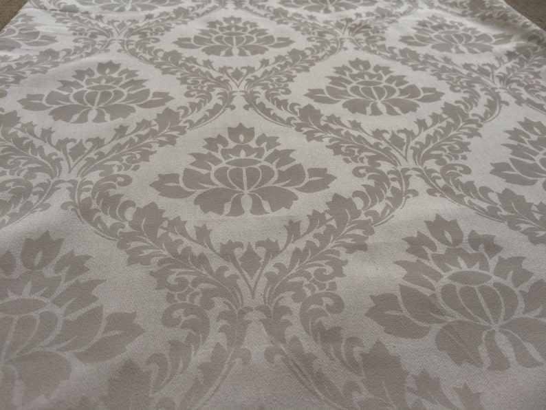 White Cotton Sateen Fabric Damask Print Damask Pattern Etsy
