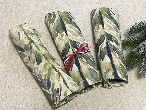Linen Napkins Woodland Trees Table linen Reusable napkins 47*47cm/18''x18''
