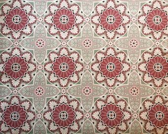 Skandynawska tkanina bawełniana Geometryczna Mandala Różowo-szara - 59 cali (150 cm) szerokości