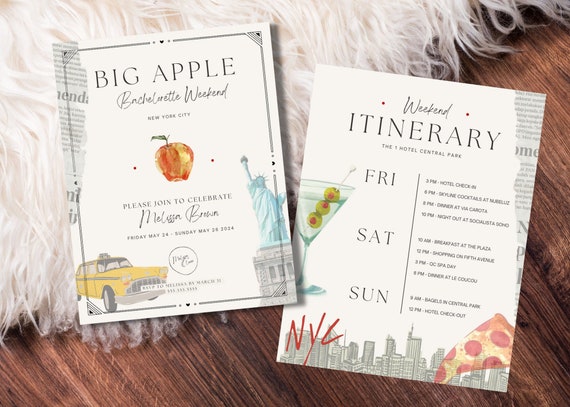 NYC Bachelorette Party Invitation Template | Editable Canva Invite | New York City Girls Night Out | Digital Download