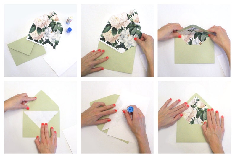 White Blush Butterfly Floral Flower Leaves Envelope Liners DIY Printable Garden Wedding Invitations