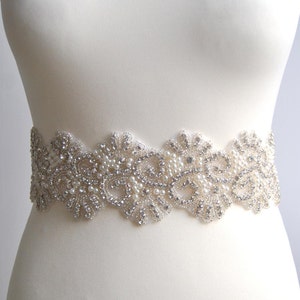 Pearls 3&quot; wide Stunning Crystal Bridal Sash,Wedding Dress Sash Belt, All around Rhinestone Bridal Bridesmaid Sash Belt - Sisi pearls gift