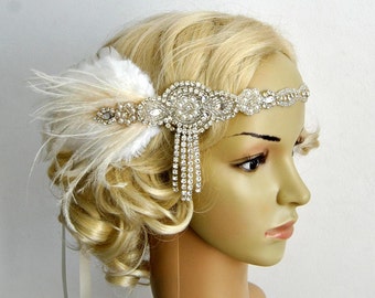 The Great Gatsby 20's Ivory Rhinestone Pearls Flapper - Etsy The Great Gatsby 20's Ivory Rhinestone Pearls Flapper - Etsy