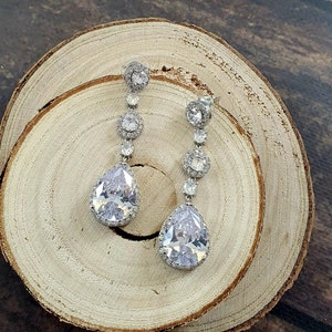 ALANA Lange Ohrringe, Hochzeit Swarovski Ohrringe, Brautjungfer Geschenk, Lange Kristall Braut Ohrstecker, Hochzeit Schmuck Armband Set