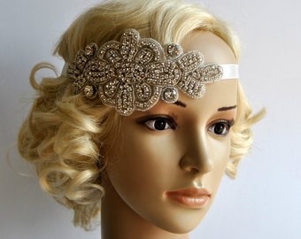 Crystal Headband,Rhinestone flapper Gatsby Headband, Wedding Bridal Headband  Headpiece, Halo Bridal Headpiece, 1920s Flapper headband