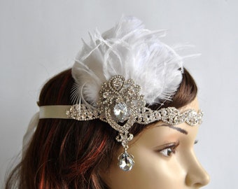 SALE Glamour Rhinestone Flapper 1920s headpiece, Rhinestone Bridal crystal wedding headband, the great gatsby headpiece, rhinestone flapper