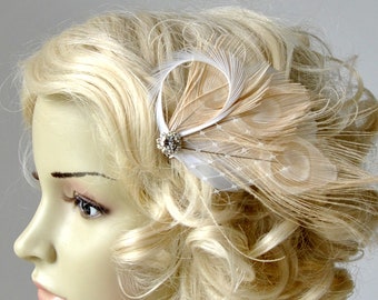 Pfau Haarspange Feder Fascinator, 1920er Jahre Strass Kopfschmuck, Brautjungfer Haarschmuck Kopfschmuck Haarkamm, Abschlussball Hochzeit Fascinator