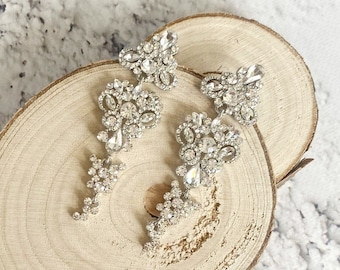 KYLIE Chandelier Crystal Bridal Earrings Long Crystal Victorian Style Earrings Wedding Jewelry drop wedding 1920s Gatsby Earrings Bracelet