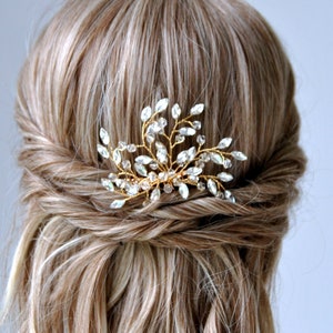 LARA Silver Gold Boho Hair Vine Comb, Bridal crystal Flower Hair Comb, Wedding Hair Vine Wedding  Hair Comb, Boho Wedding Headpiece