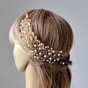 Peigne de mariée en perles de vigne ANABELA, peigne de cheveux de mariage or argent vigne, chaîne de cheveux bijoux de cheveux de mariée, casque de coiffure des années 1920