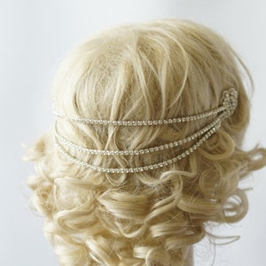 Chain back Bridal Rhinestone Headband 1920s Chain The Great Gatsby flapper Headpiece, 1920s Headpiece, crystal SWAROVSKI Rhinestone flapper