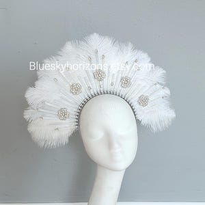 Silver Feather Crystal Halo Crown, Halo Crown, gold crystal Feather Halo Headpiece Headband, Sunburst Halo Headlights, Gold Wedding Crown