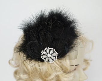 Glamour Black Rhinestone Flapper 1920s headpiece, Rhinestone Bridal wedding headband headpiece great gatsby headpiece rhinestone flapper