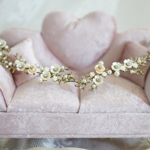 Boho Wedding Hair Accessory Gold Bridal Pearl Hair vine Comb SOFIA Wedding comb leaves  Bridal hair jewellery Bridal Hairpiece Comb