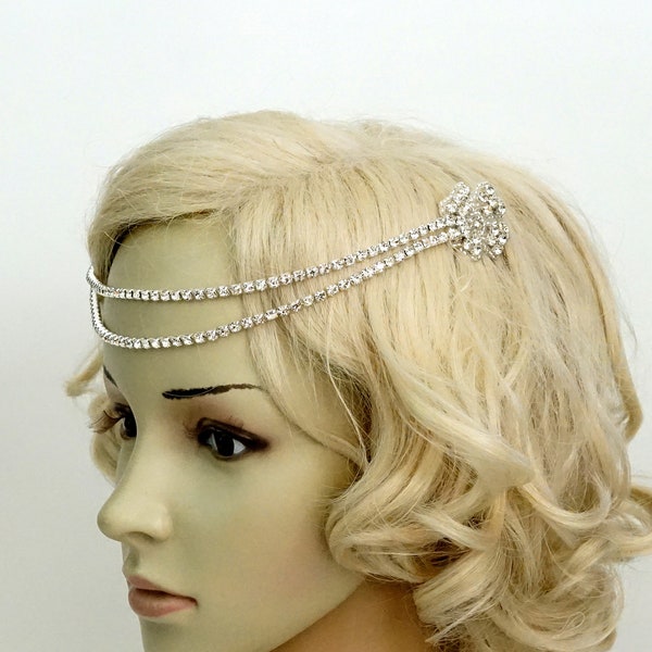Braut Strass Haarband 1920er Jahre Kette The Great Gatsby Kopfschmuck, Kristall SWAROVSKI Strass Flapper, Halo Geschenk