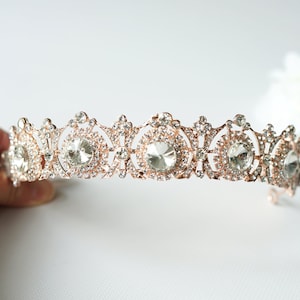 ROSE GOLD Tiara AGNA Rhinestone Wedding Bridal Crown Princess Crown, Princess Tiara, Bridal Tiara  Wedding Crown Headpiece hedband
