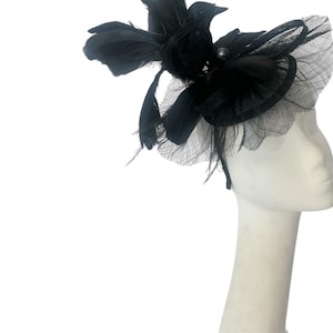Black Bird Fascinator Hat, Bird hat Costume, black Derby Hat