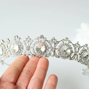 Bruids tiara AGNA bruidshaaraccessoire vintage koninklijke bruids kroonprinses strass bruiloft kroon antieke bruiloft tiara hoofddeksel
