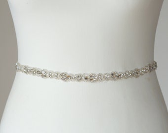 Cintura da sposa sottile, fascia da sposa per abito da sposa, cintura da sposa da damigella d'onore con strass in cristallo, regalo da damigella d'onore in cristallo