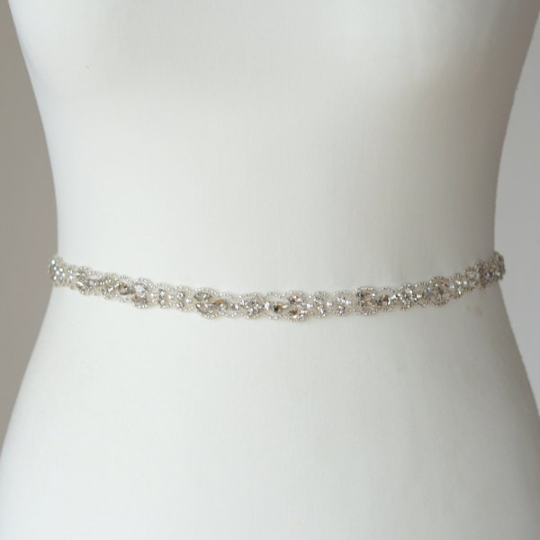 Ceinture fine ceinture de mariée, robe de mariée ceinture de mariée, ceinture de mariée demoiselle d'honneur de mariée en strass rystal, cadeau de ceinture de robe de demoiselle d'honneur en cristal