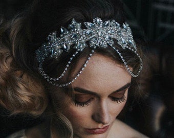 Bandeau Tête Années 20 Gatsby - Avec Strass Et Perles - Pour Soirée Vintage, Mariage, Déguisement - Femme Et Fille
