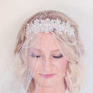 Glamour Crystal flapper Gatsby Headband Headpiece, Bridal Chain 1920s Wedding Crystal Headband Headpiece, 1920s Flapper headband ANGEL image 2