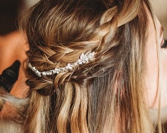 Kristalltråd boho hårranka bröllopsaccessoar kam DANA Bröllopshårranka, Guld silver Brudhuvudbonad Bröllop Guldbladshårsmycke