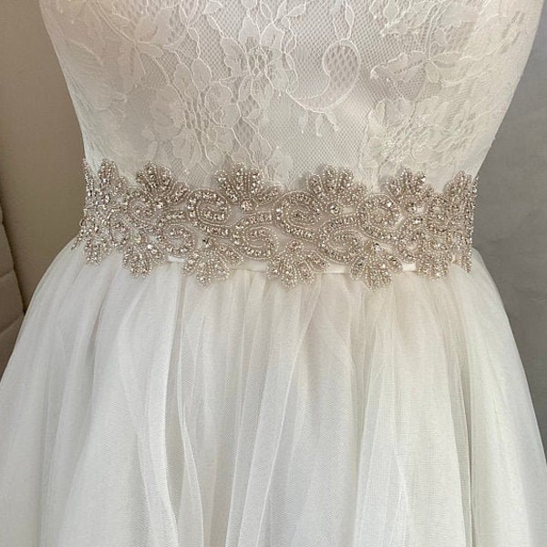 3" wide Stunning Crystal Bridal Sash, Wedding Dress Sash Belt, Rhinestone Sash, Rhinestone Bridal Bridesmaid Belt, Wedding dress sash - SISI