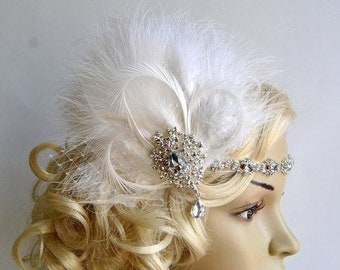 Rhinestone Flapper 1920s headpiece, Rhinestone Headband, Bridal wedding crystal headband, the great gatsby headpiece, rhinestone flapper