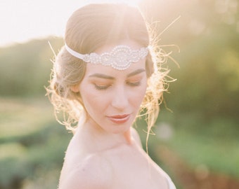 Crystal Pearls Rhinestone , flapper Gatsby Headband, Wedding Bridal Headband Headpiece, Crystal Bridal Hair piece, 1920s Flapper headband